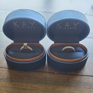 Kay Jewelers Leo Princess 14 Karat White Gold Diamond Wedding Ring And Band